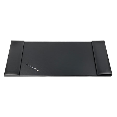 Dacasso Black Leather 34" x 20" Desk Mat with Folding Side Rails PR-1041